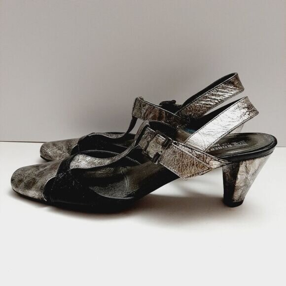 ROBERTO CAPUCCI Italy Genuine Leather T-strap Slingback Pump Heels Sz 7.5 AAA - Picture 8 of 16